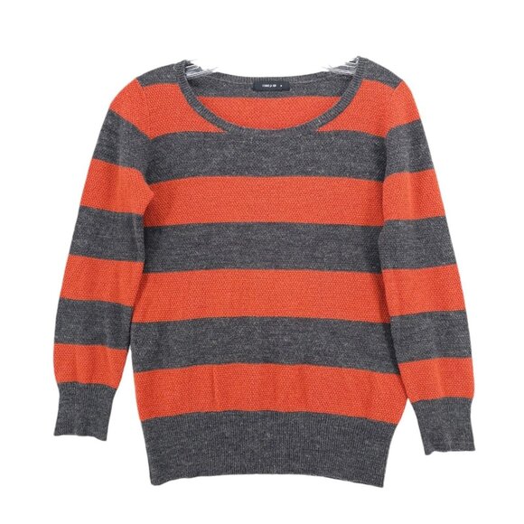COMME CA ISM Knit Top Gray Orange Colorblock Stripe Women's MEDIUM - Picture 1 of 9